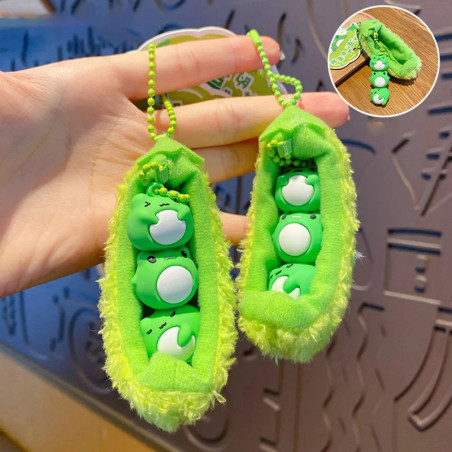 Porte-clés Grenouille Mignon | Cosse Kawaii avec 3 Grenouilles