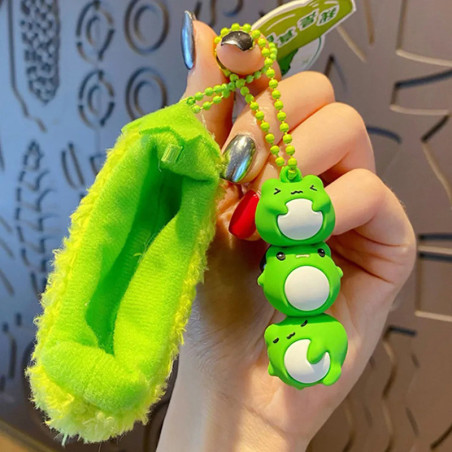 Porte-clés Grenouille Mignon | Cosse Kawaii avec 3 Grenouilles