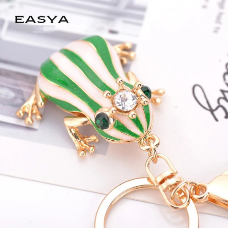 Cute Royal Frog Keychain | Gold & Crystal Charm | Unique Gift