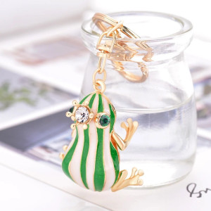 Cute Royal Frog Keychain | Gold & Crystal Charm | Unique Gift