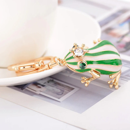 Porte-Clé Grenouille Royale | Bijou de Sac Or & Cristal