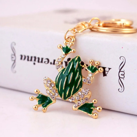 Gold & Emerald Frog Keychain | Cute Gift for Frog Lovers