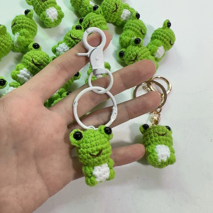 Crochet Frog Keychain | Cute Handmade Animal Keyring Gift