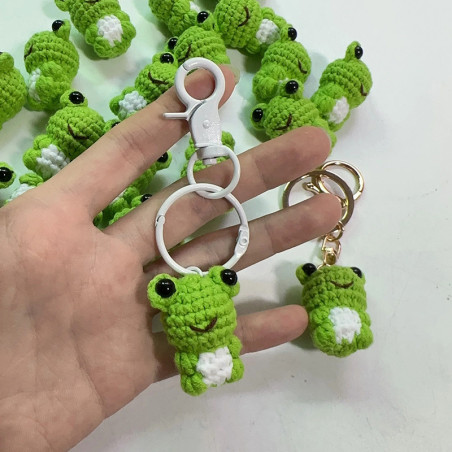 Crochet Frog Keychain | Cute Handmade Animal Keyring Gift