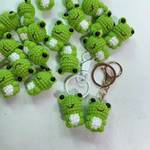 Crochet Frog Keychain | Cute Handmade Animal Keyring Gift