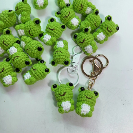 Crochet Frog Keychain | Cute Handmade Animal Keyring Gift
