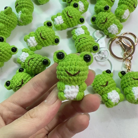 Porte-Clé Grenouille Crochet | Cadeau Animal Mignon Fait Main