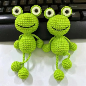 Handmade Crochet Frog Car Mirror Charm | Cute Frog Lover Gift