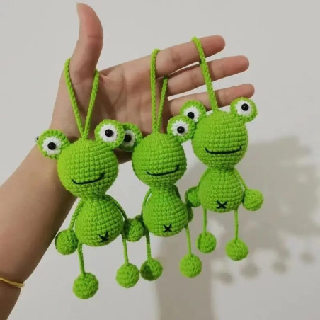 Handmade Crochet Frog Car Mirror Charm | Cute Frog Lover Gift