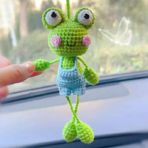 Breloque Grenouille au Crochet | Décoration Rétroviseur Fait Main