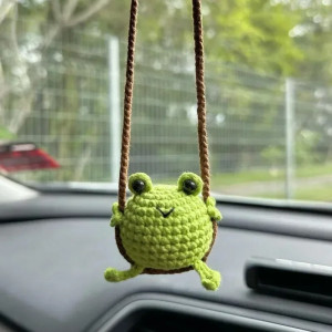 Pendentif Grenouille Voiture | Fait-Main au Crochet | Idée Cadeau