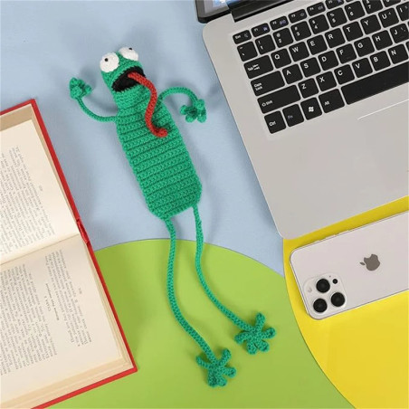 Handmade Knitted Frog Bookmark | Cute Reading Accessory Gift