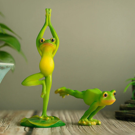 Statuettes Grenouille Yoga Mignonnes | 4 Poses Zen en Résine