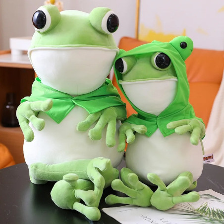 Peluche Grenouille Géante avec Sweat | Cadeau Doudou Doux & Mignon