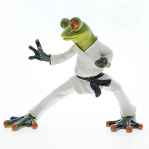 Statue Grenouille Karaté Ceinture Noire | Figurine Cadeau