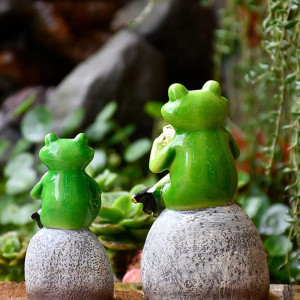 Statuette grenouille en résine "Réveil Café" - 2 tailles au choix !