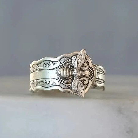 Bague Abeille Vintage Fleuraison Royale - 3 couleurs au choix !