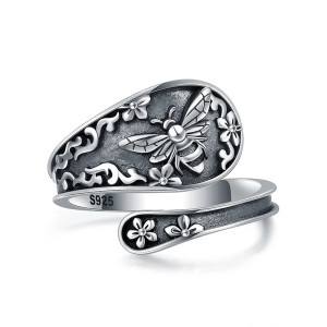 Bague Abeille Vintage Florale en Argent 925 | 1001abeilles