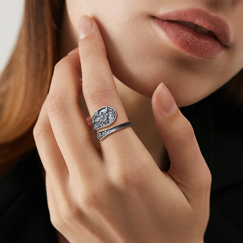 Bague Abeille Vintage Florale en Argent 925 | 1001abeilles