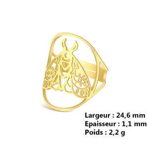 Bague Papillon Ajustable Or & Argent - Bijou Pollinisateur