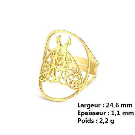 Bague Papillon Ajustable Or & Argent - Bijou Pollinisateur