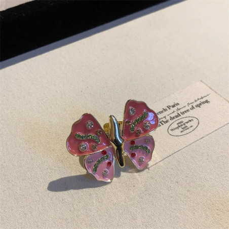 Cute Pink Butterfly Ring | Sparkling Adjustable Nature Jewelry