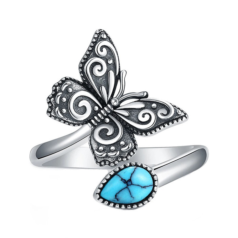 Bague Papillon Turquoise | Bijou Vintage Argent 925 | 1001abeilles
