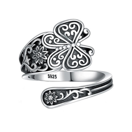Bague Papillon Cœur Vintage Argent 925 | 1001abeilles.com