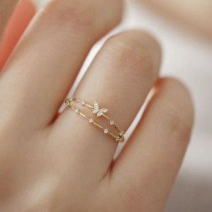 Bague Papillon Scintillante – Argent ou Or | 1001 Abeilles