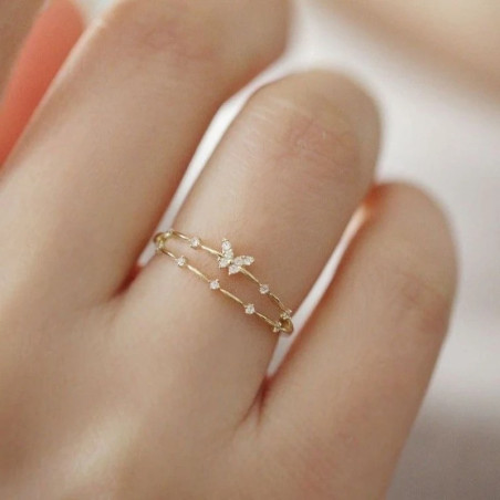 Bague Papillon Scintillante – Argent ou Or | 1001 Abeilles