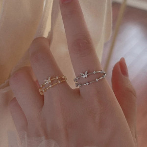 Bague Papillon Scintillante – Argent ou Or | 1001 Abeilles