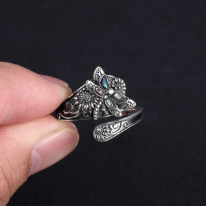 Bague Libellule Ailes Mystiques - Argent Nacré | 1001abeilles