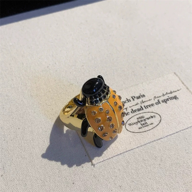 Golden Morning Yellow Ladybug Ring | Cute Nature Jewelry Gift