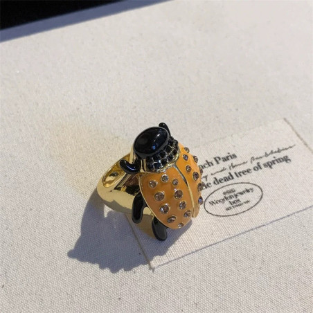 Bague Coccinelle Jaune 'Matin Doré' | Idée Cadeau Bijou Nature