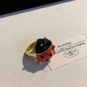 Bague Coccinelle Porte-Bonheur Rosée Scintillante | Bijou Cadeau