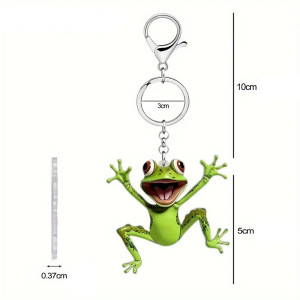 Funny Frog Keychain | Cute Flat Acrylic Charm & Unique Gift Idea
