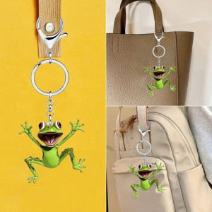 Funny Frog Keychain | Cute Flat Acrylic Charm & Unique Gift Idea
