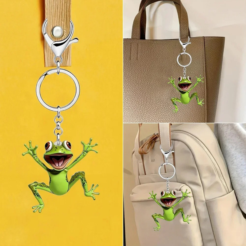 Funny Frog Keychain | Cute Flat Acrylic Charm & Unique Gift Idea