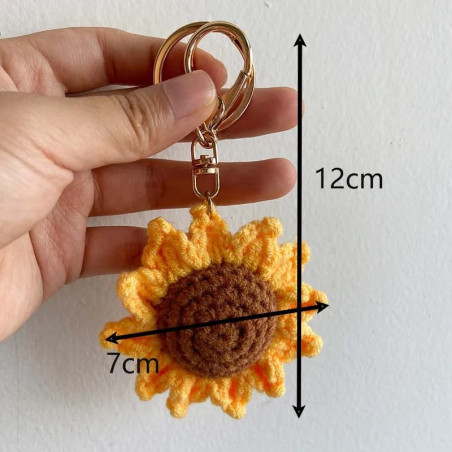 Porte-clés Tournesol au Crochet | Cadeau Amoureux des Abeilles