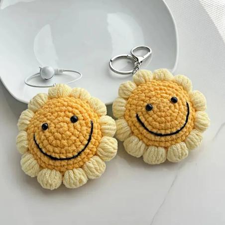 Porte-clés Soleil au Crochet Fait Main | Cadeau Nature Mignon