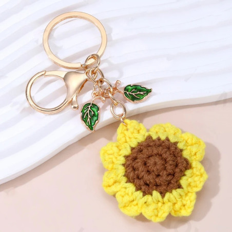 Porte-clés Tournesol en Crochet Fait Main | Cadeau Nature