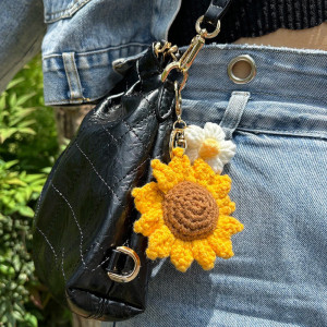 Porte-clés Abeille au Crochet Tournesol & Pâquerette Fait Main