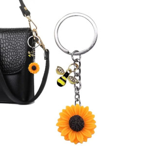 Sparkling Bee & Sunflower Keychain | Cute Nature Lover Gift