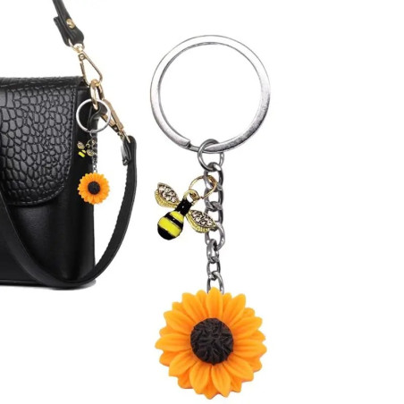 Porte-clés Abeille & Tournesol Scintillant | Idée Cadeau Nature