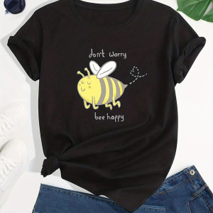 T-Shirt Femme 'Bee Happy' Mignon | Message Positif & Humour