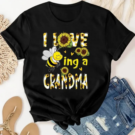 T-shirt Abeille "Mamie au Cœur Fleuri"