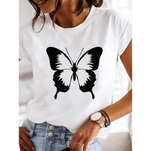 T-shirt Papillon "Élégance Contrastée"