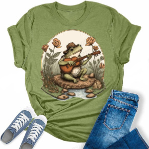 T-shirt Grenouille Guitare | Style Boho & Amoureux de la Nature