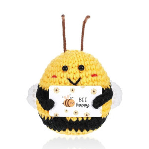 Handmade Crochet "Bee Happy" Messenger Bee – Cute Plush Gift