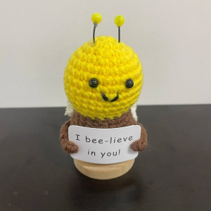 Peluche Abeille Positive 'Je crois en toi !' | Cadeau Fait Main